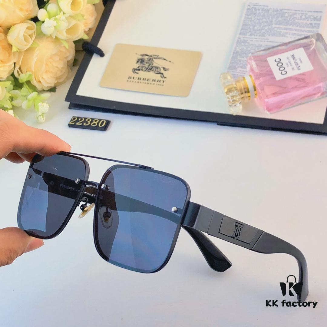 Burberry European and American Style Square Metal Frame Luxury Sunglasses, Fashionable UV Protection Oversized Sunglasses for Driving, Trendy Cross-border Sun Glasses