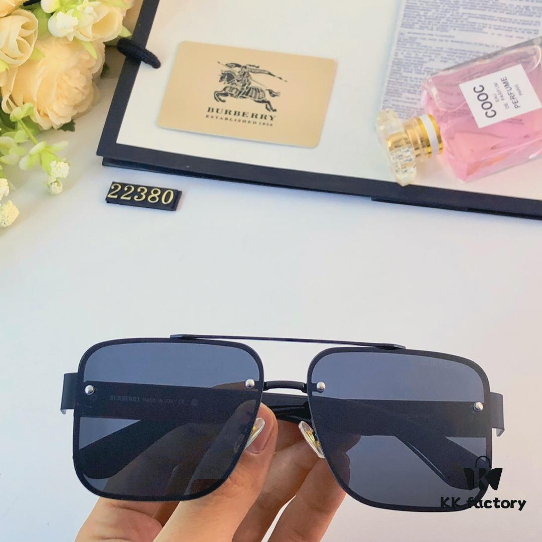 Burberry European and American Style Square Metal Frame Luxury Sunglasses, Fashionable UV Protection Oversized Sunglasses for Driving, Trendy Cross-border Sun Glasses