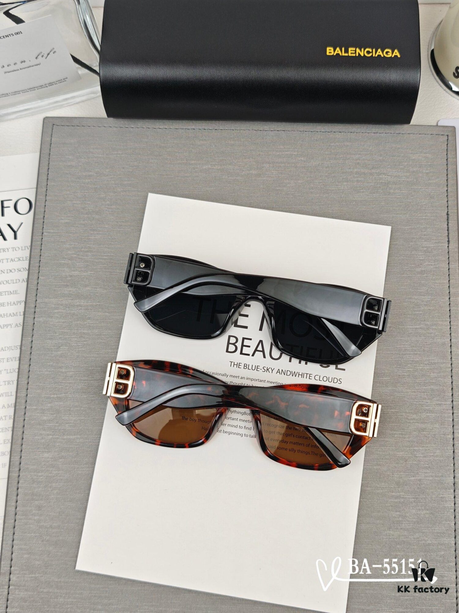 Balenciaga × Polaroid Resin Lens Sunglasses, Lightweight TR Frame, UV Protection, Fashionable Sun Protection for Travel and Driving, Model: 55151