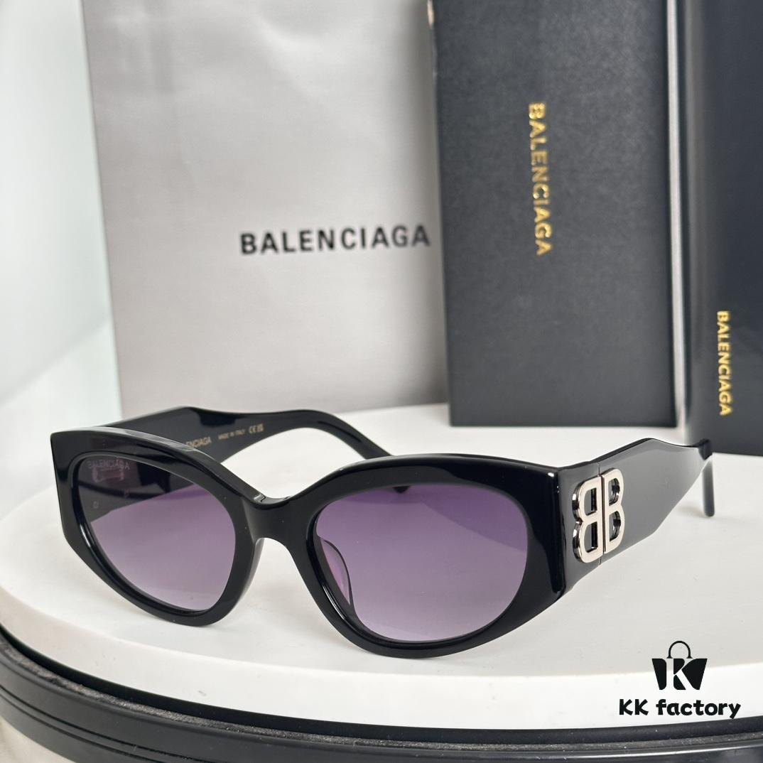 Balenciaga BB0324SK Micro Cat-Eye Sunglasses with Shiny Gold BB Logo and Hidden Hinges