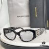Balenciaga BB0324SK Micro Cat-Eye Sunglasses with Shiny Gold BB Logo and Hidden Hinges