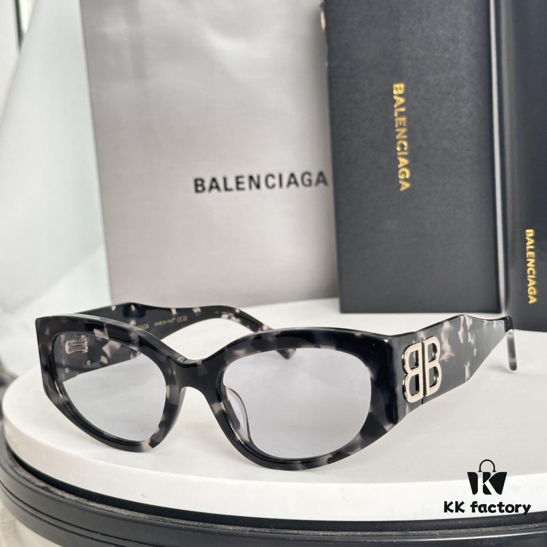 Balenciaga BB0324SK Micro Cat-Eye Sunglasses with Shiny Gold BB Logo and Hidden Hinges