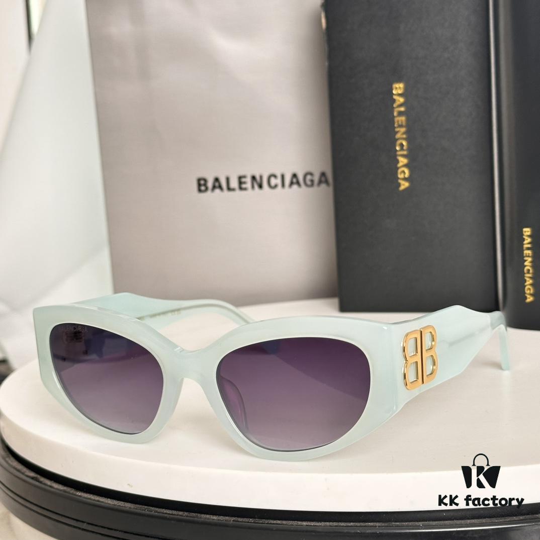 Balenciaga BB0324SK Micro Cat-Eye Sunglasses with Shiny Gold BB Logo and Hidden Hinges