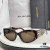 Balenciaga BB0324SK Micro Cat-Eye Sunglasses with Shiny Gold BB Logo and Hidden Hinges