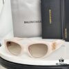 Balenciaga BB0324SK Micro Cat-Eye Sunglasses with Shiny Gold BB Logo and Hidden Hinges