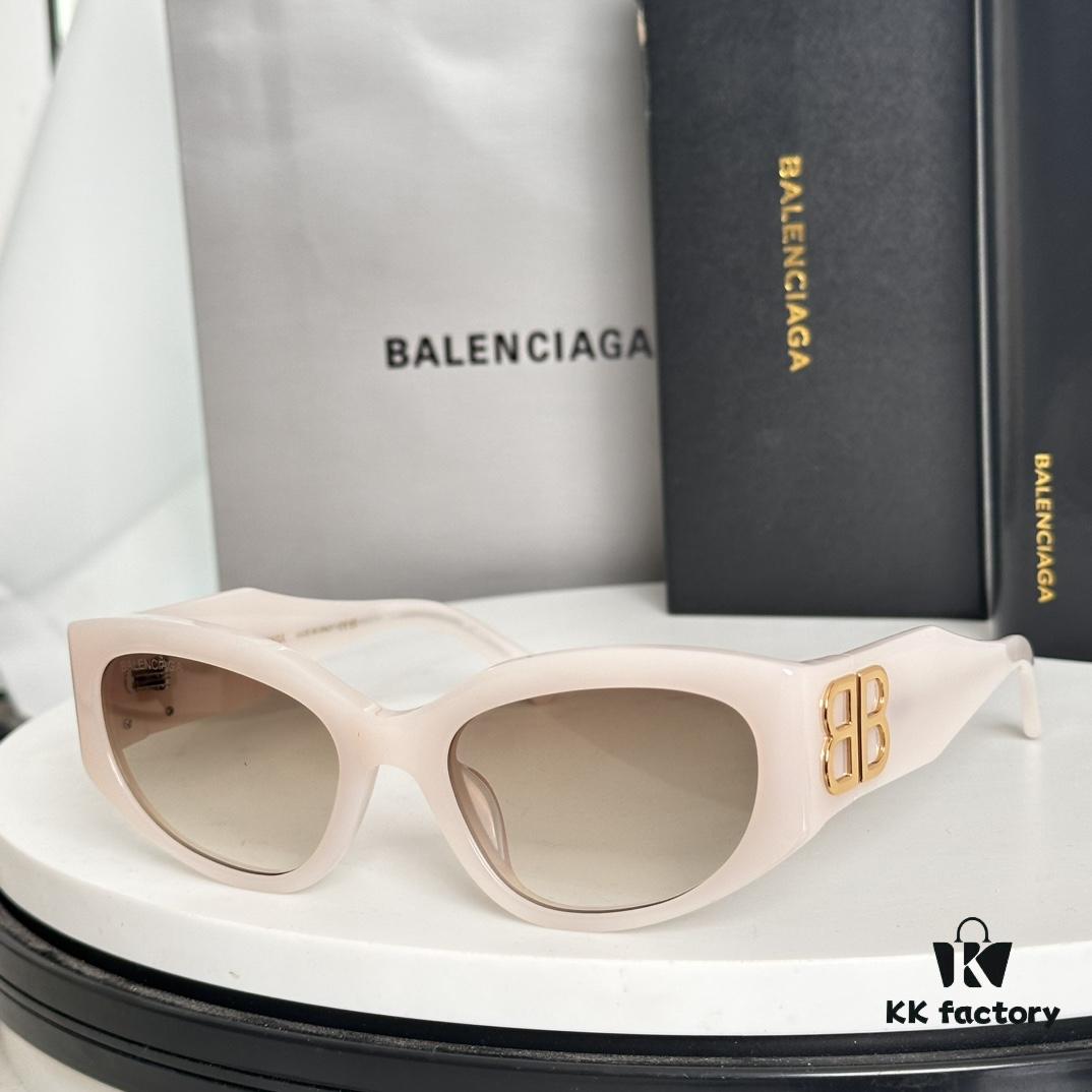 Balenciaga BB0324SK Micro Cat-Eye Sunglasses with Shiny Gold BB Logo and Hidden Hinges