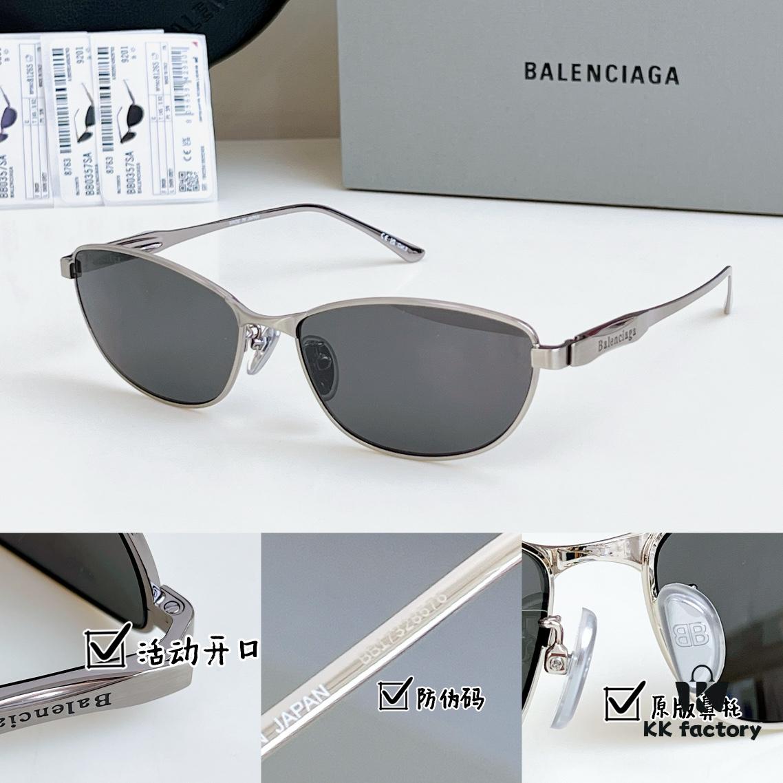 135 Original High-Quality 1:1 Detail Balenciaga BB0357SA European and American Style, Original Mold Sculptural Temple, Heavyweight Futuristic Oval Frame with Metal Brow Bar
