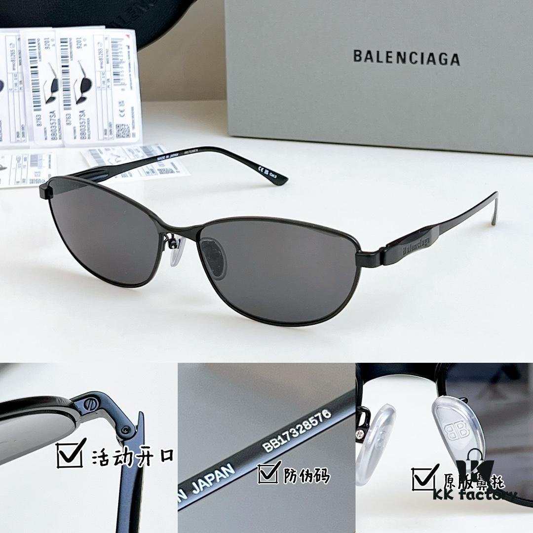 135 Original High-Quality 1:1 Detail Balenciaga BB0357SA European and American Style, Original Mold Sculptural Temple, Heavyweight Futuristic Oval Frame with Metal Brow Bar
