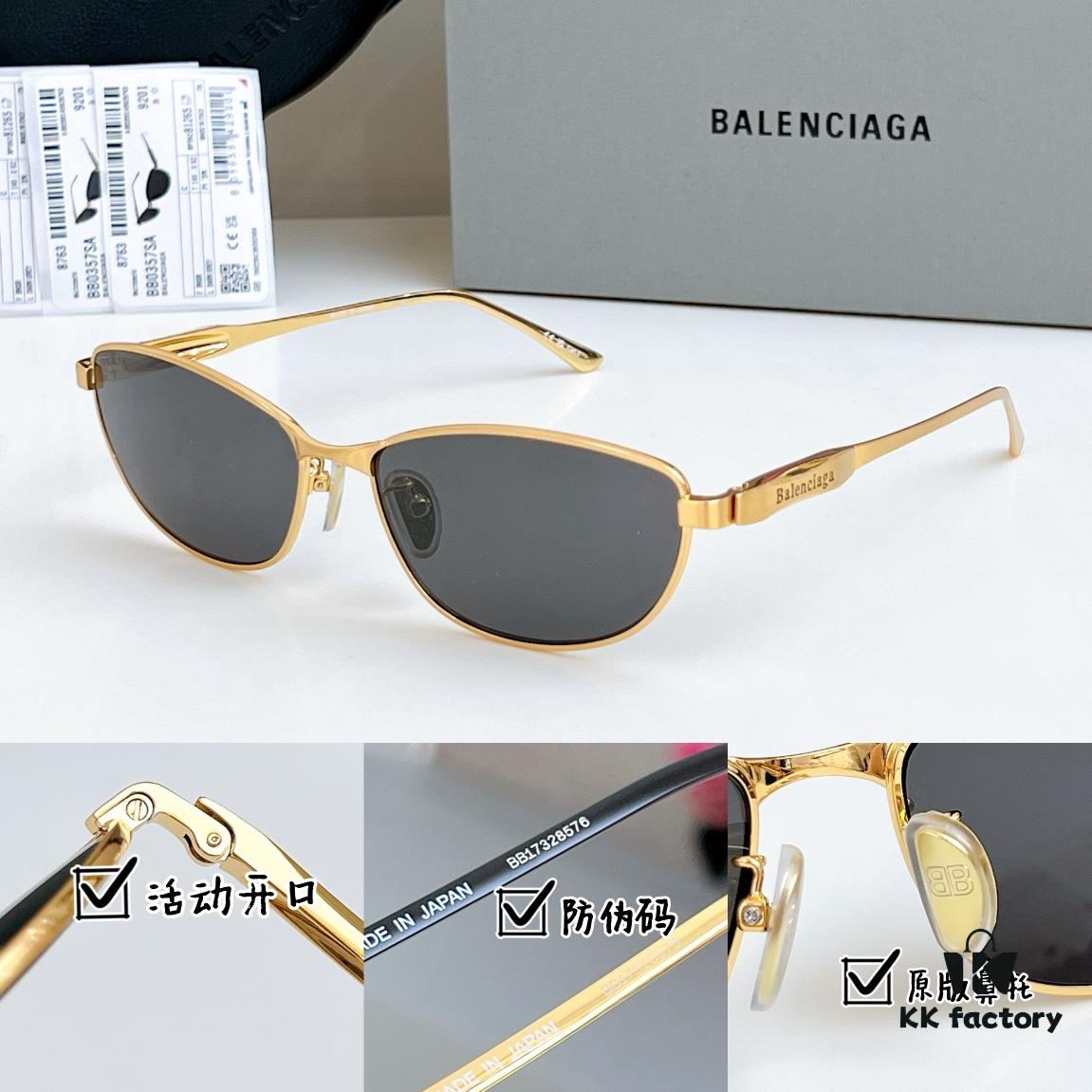 135 Original High-Quality 1:1 Detail Balenciaga BB0357SA European and American Style, Original Mold Sculptural Temple, Heavyweight Futuristic Oval Frame with Metal Brow Bar