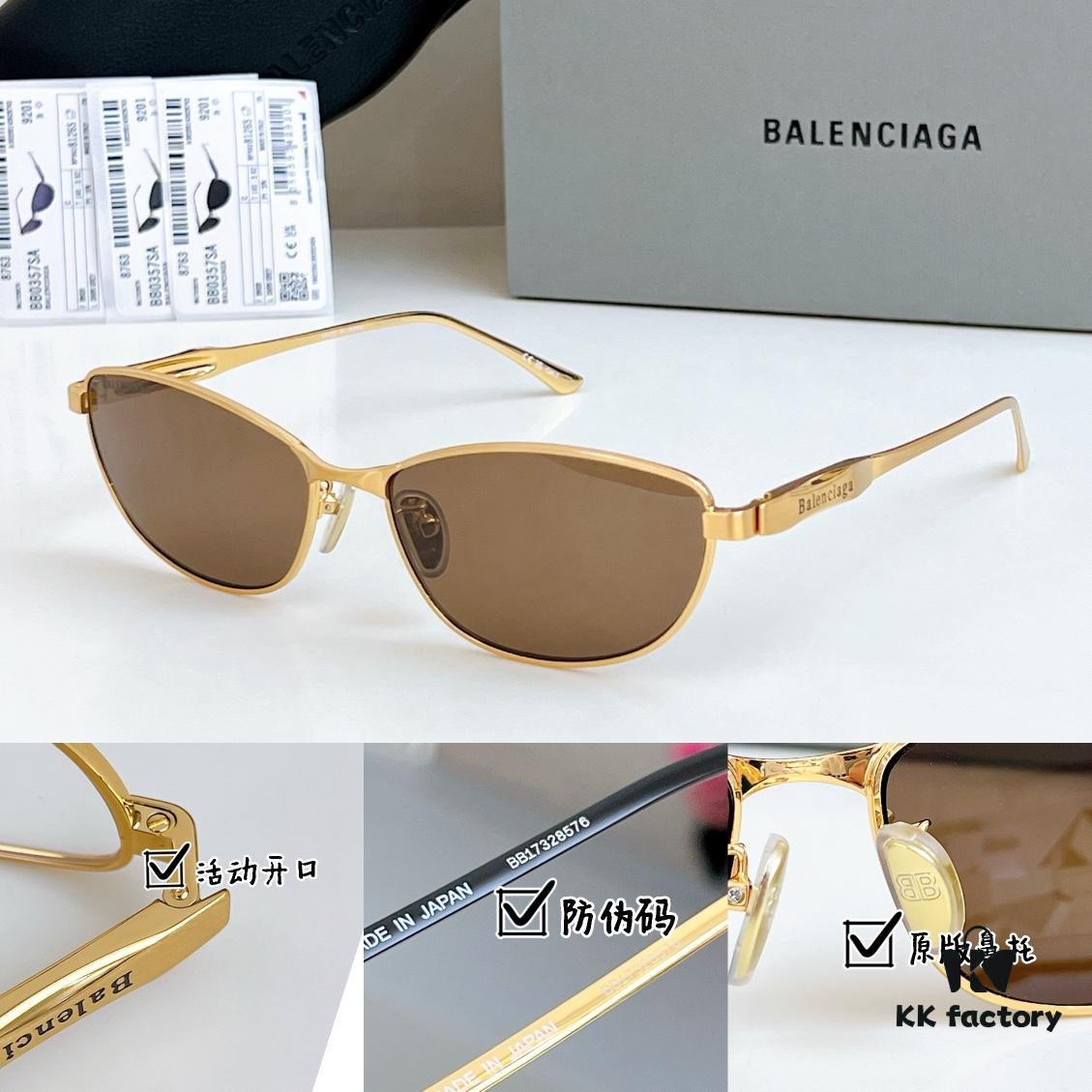 135 Original High-Quality 1:1 Detail Balenciaga BB0357SA European and American Style, Original Mold Sculptural Temple, Heavyweight Futuristic Oval Frame with Metal Brow Bar