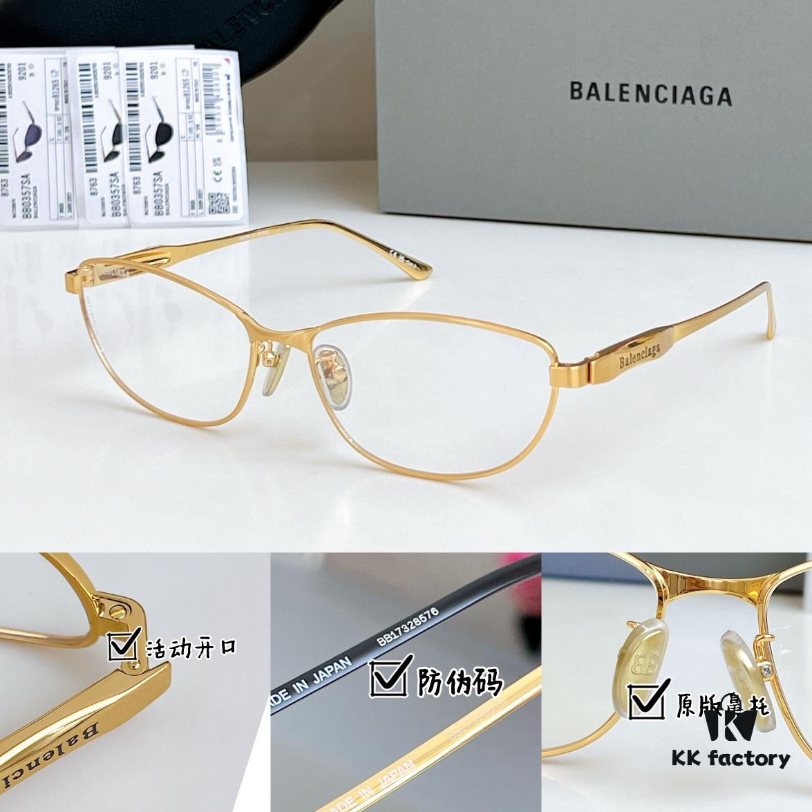 135 Original High-Quality 1:1 Detail Balenciaga BB0357SA European and American Style, Original Mold Sculptural Temple, Heavyweight Futuristic Oval Frame with Metal Brow Bar
