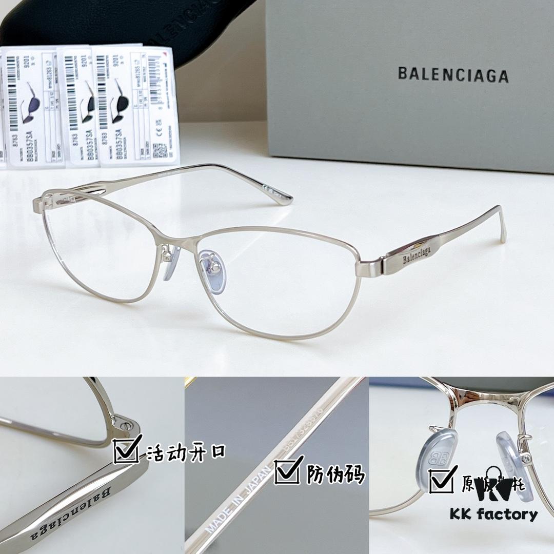 135 Original High-Quality 1:1 Detail Balenciaga BB0357SA European and American Style, Original Mold Sculptural Temple, Heavyweight Futuristic Oval Frame with Metal Brow Bar