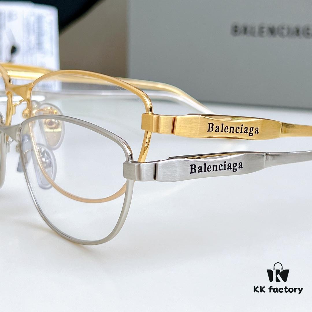 135 Original High-Quality 1:1 Detail Balenciaga BB0357SA European and American Style, Original Mold Sculptural Temple, Heavyweight Futuristic Oval Frame with Metal Brow Bar