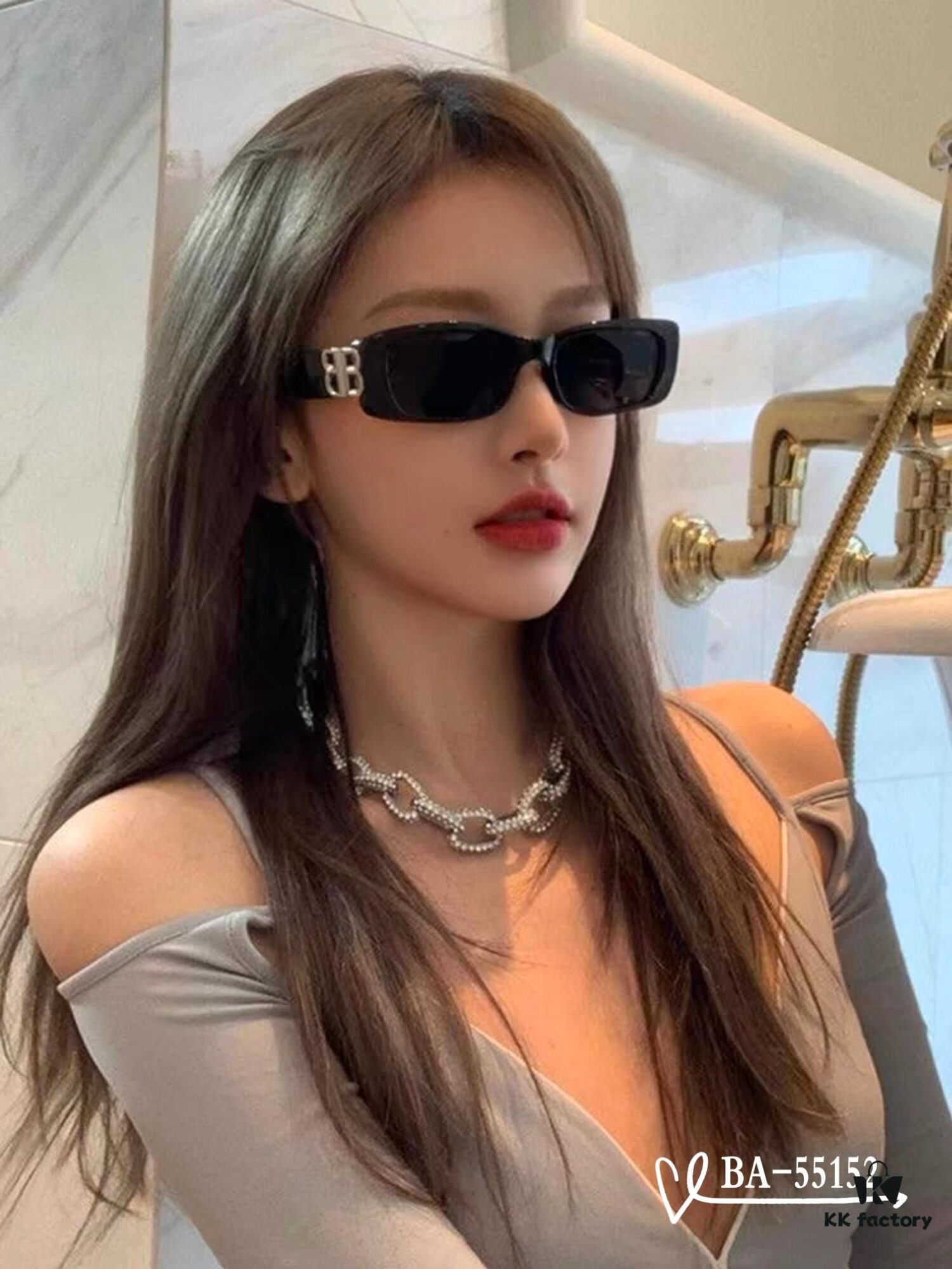 Balenciaga x Polaroid Resin Lens Sunglasses, Lightweight TR Frame, Model 55152, Size 65-13-145