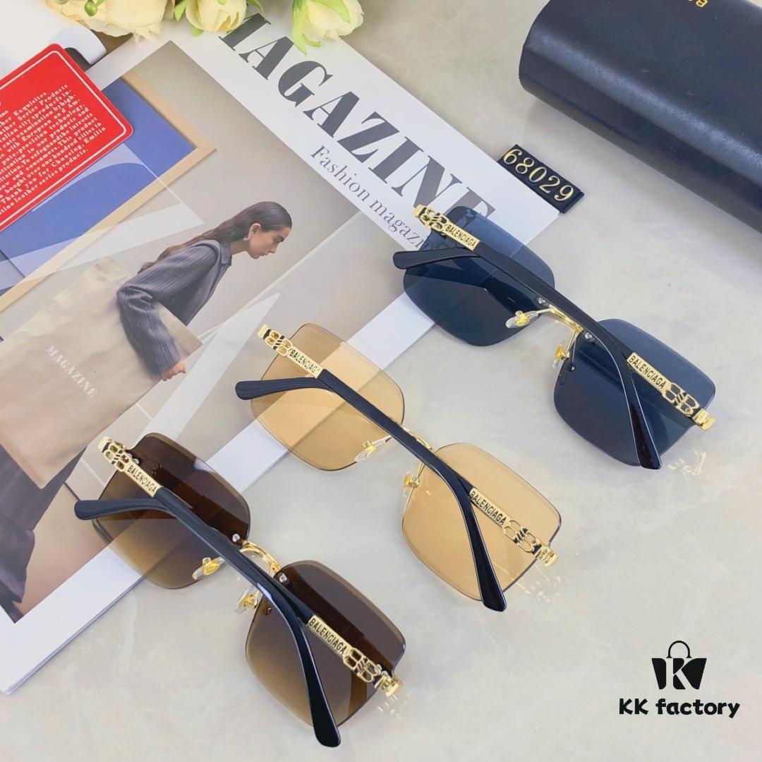 Balenciaga Fashion Frameless Stylish Sunglasses, Edgy Unisex UV-Protective Sun Glasses that Slim the Face