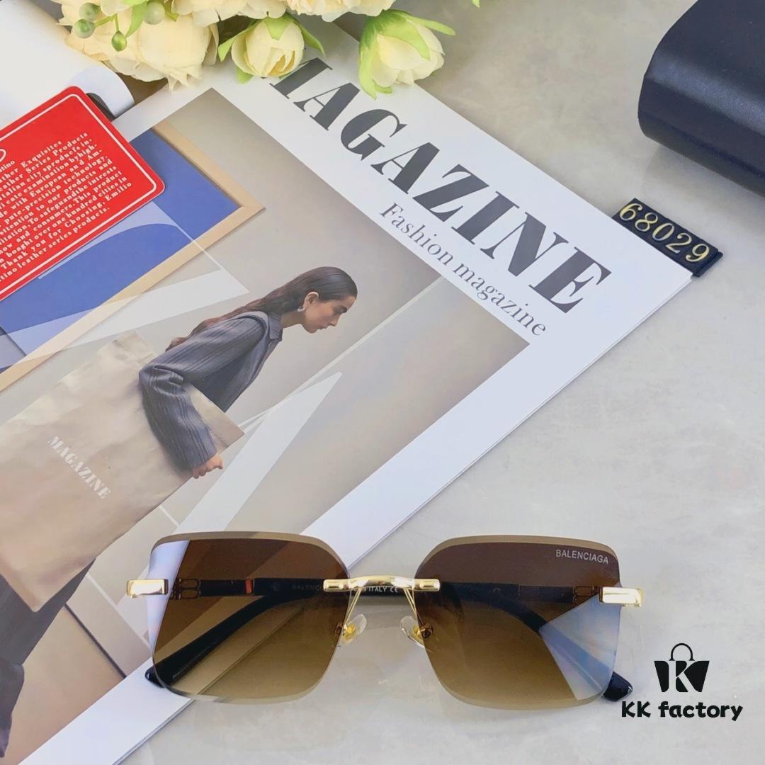 Balenciaga Fashion Frameless Stylish Sunglasses, Edgy Unisex UV-Protective Sun Glasses that Slim the Face