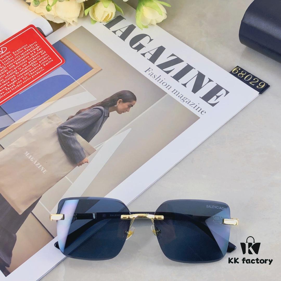 Balenciaga Fashion Frameless Stylish Sunglasses, Edgy Unisex UV-Protective Sun Glasses that Slim the Face