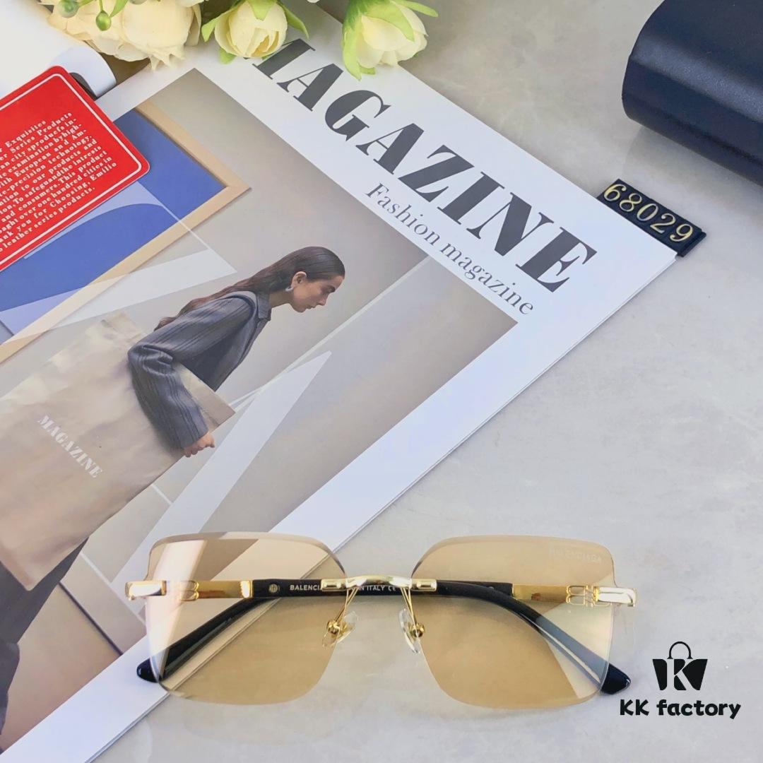 Balenciaga Fashion Frameless Stylish Sunglasses, Edgy Unisex UV-Protective Sun Glasses that Slim the Face