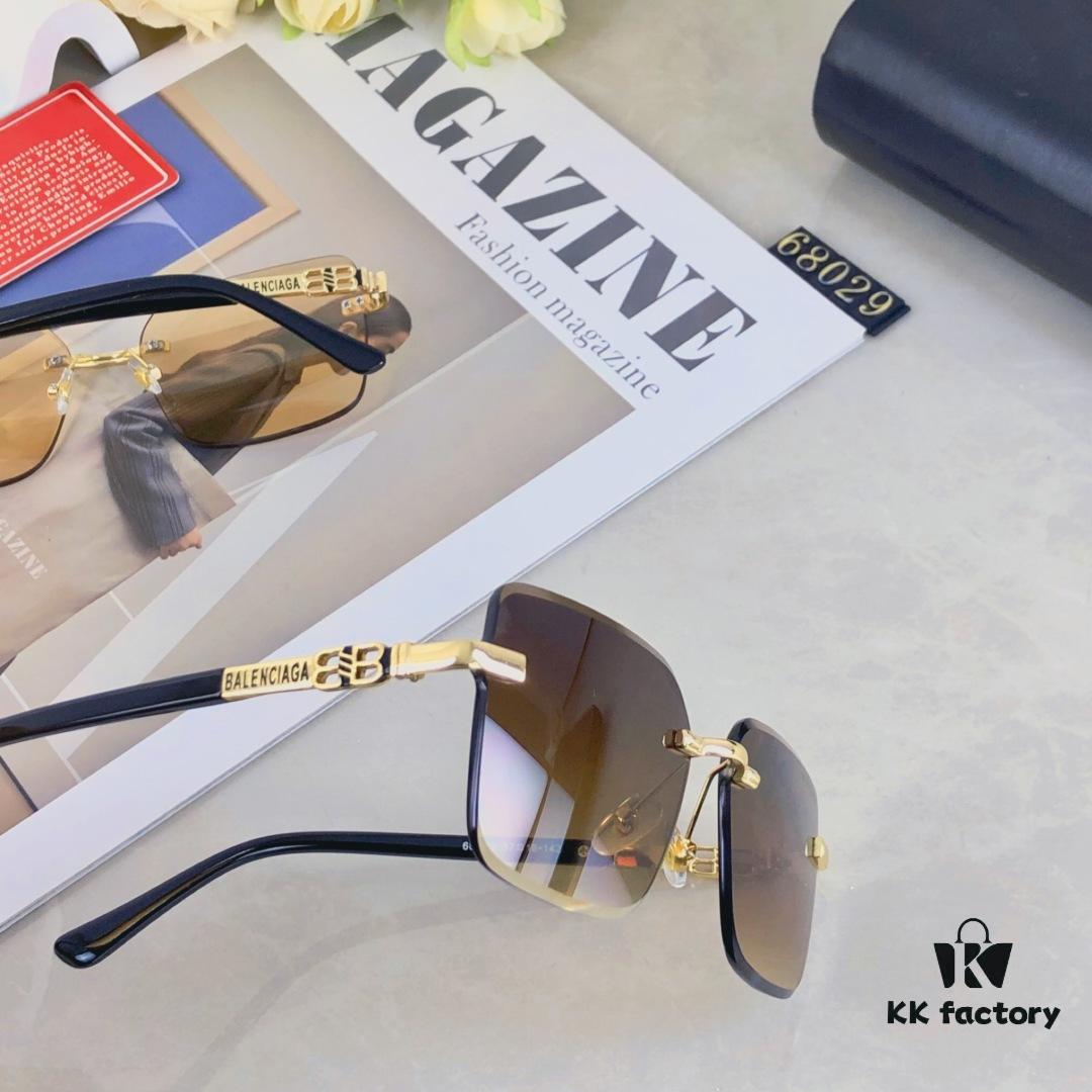 Balenciaga Fashion Frameless Stylish Sunglasses, Edgy Unisex UV-Protective Sun Glasses that Slim the Face