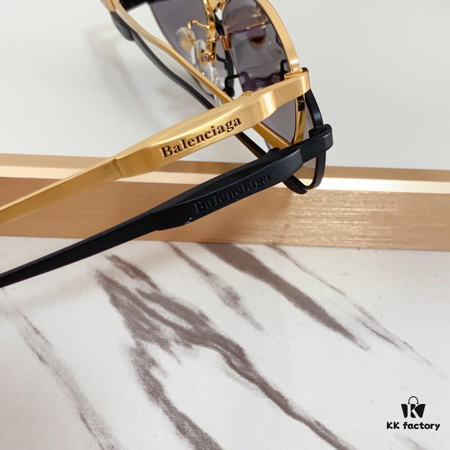 140 Balenciaga BB0356S Original Mold Sculptural Temples Heavyweight Futuristic Metal Eyebrow Frame