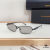 140 Balenciaga BB0355S Sculptural Metal-Temple Futuristic Oval Frame Sunglasses