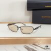 140 Balenciaga BB0355S Sculptural Metal-Temple Futuristic Oval Frame Sunglasses