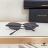 140 Balenciaga BB0355S Sculptural Metal-Temple Futuristic Oval Frame Sunglasses