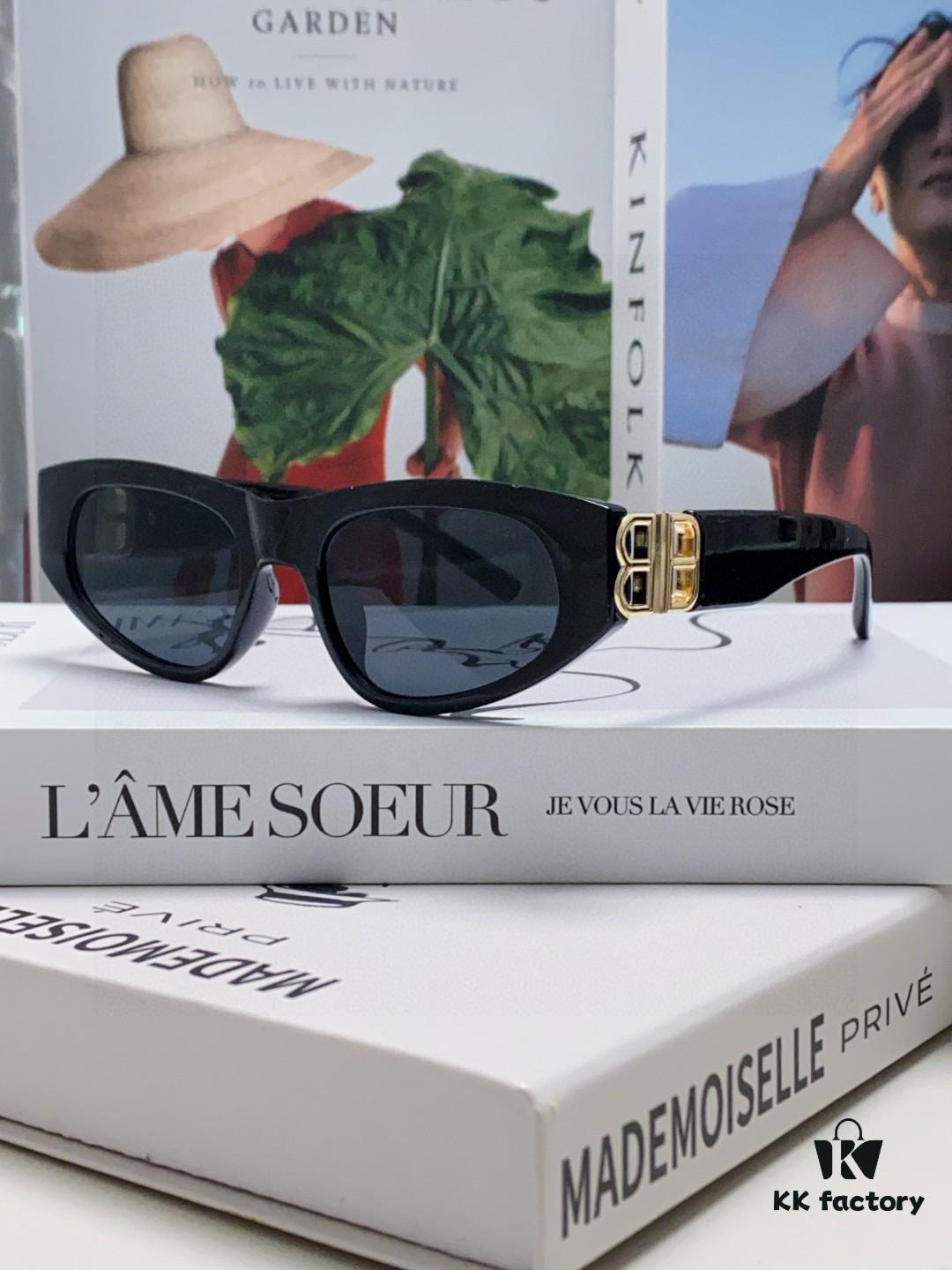 Balenciaga Black Sunglasses Double B Streetwear Women's Summer Sun Glasses 2025 New Arrival Hip-Hop Retro Fashion High-End UV Protection Sunglasses