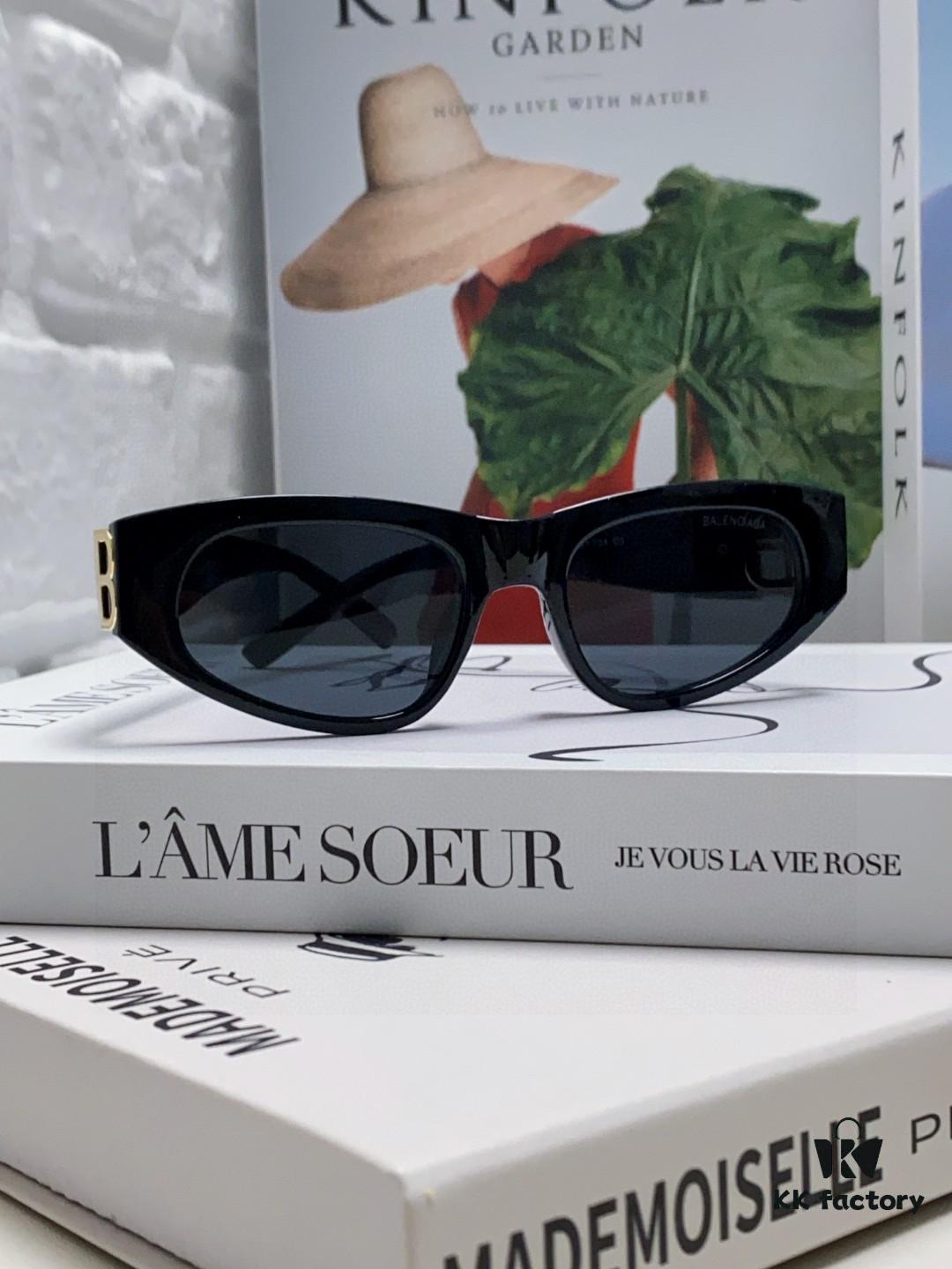 Balenciaga Black Sunglasses Double B Streetwear Women's Summer Sun Glasses 2025 New Arrival Hip-Hop Retro Fashion High-End UV Protection Sunglasses