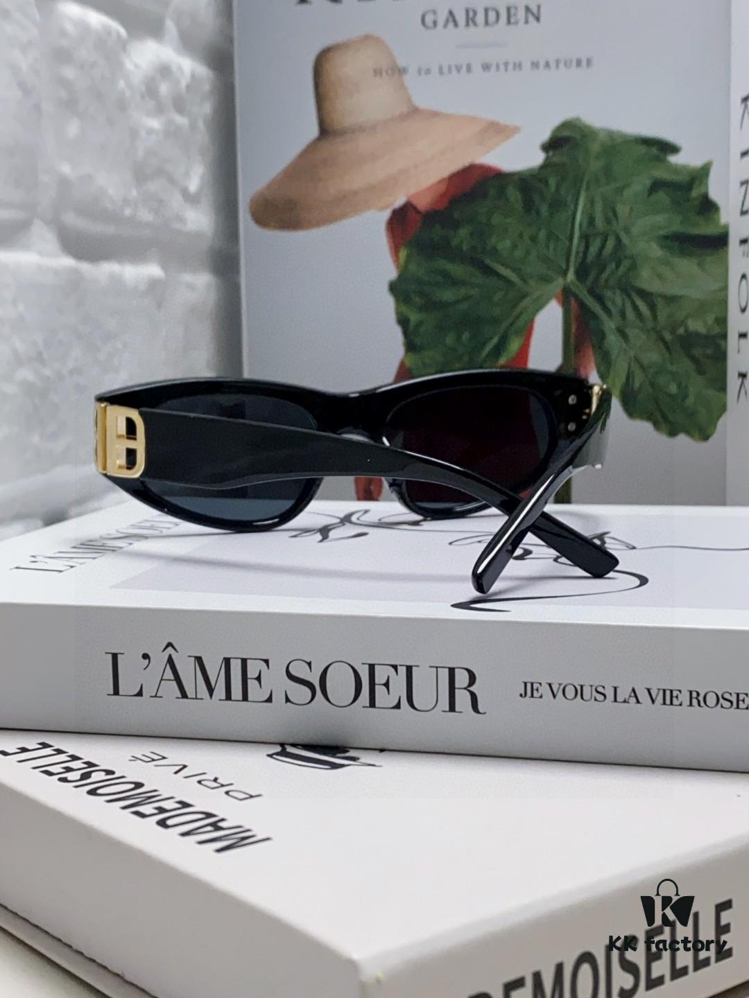 Balenciaga Black Sunglasses Double B Streetwear Women's Summer Sun Glasses 2025 New Arrival Hip-Hop Retro Fashion High-End UV Protection Sunglasses