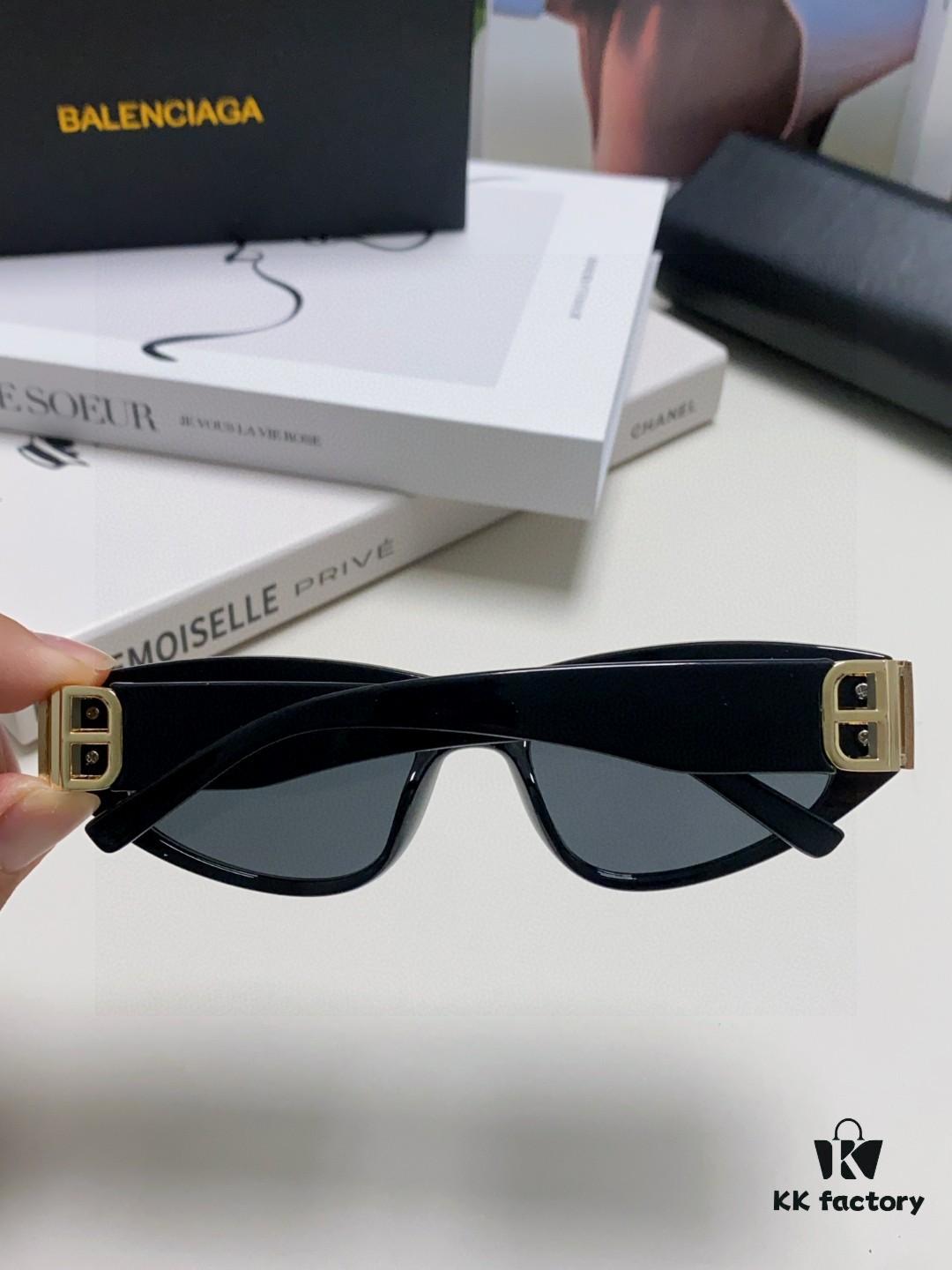 Balenciaga Black Sunglasses Double B Streetwear Women's Summer Sun Glasses 2025 New Arrival Hip-Hop Retro Fashion High-End UV Protection Sunglasses