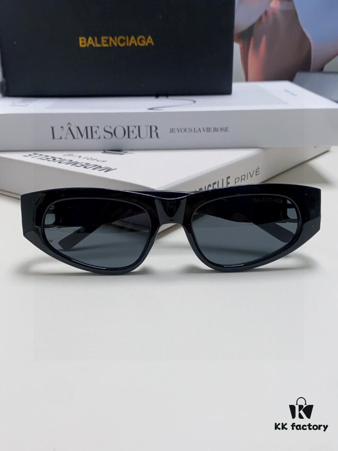 Balenciaga Black Sunglasses Double B Streetwear Women's Summer Sun Glasses 2025 New Arrival Hip-Hop Retro Fashion High-End UV Protection Sunglasses