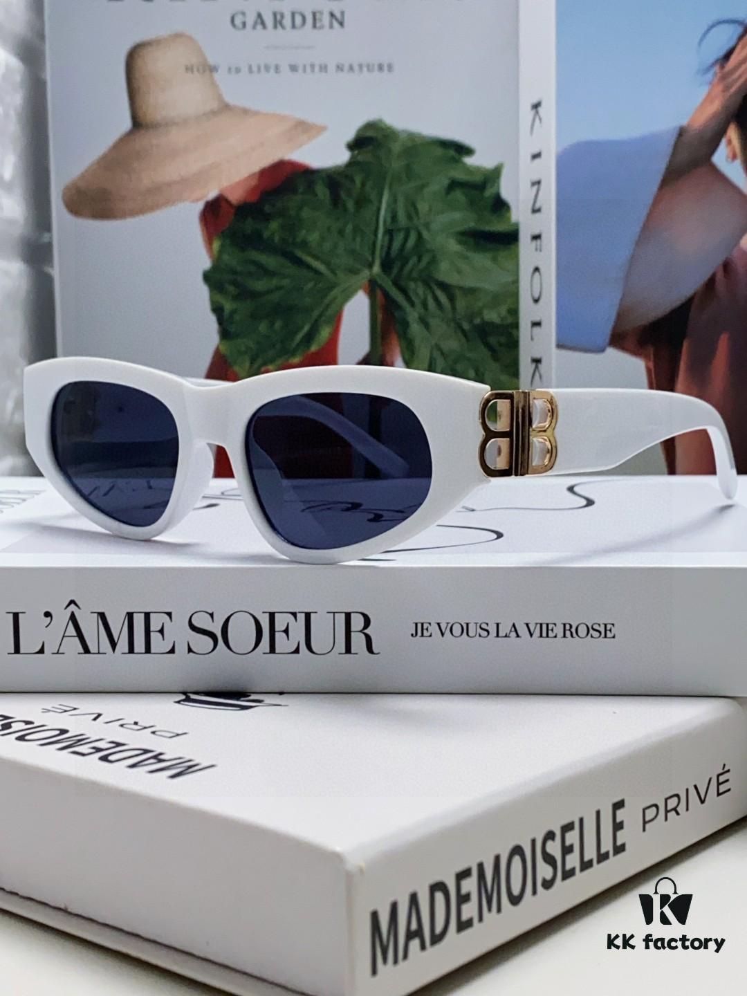 Balenciaga Black Sunglasses Double B Streetwear Style Women's Summer Sun Glasses Ins 2025 New Hip-Hop Retro Fashion High-End UV Protection Sunglasses