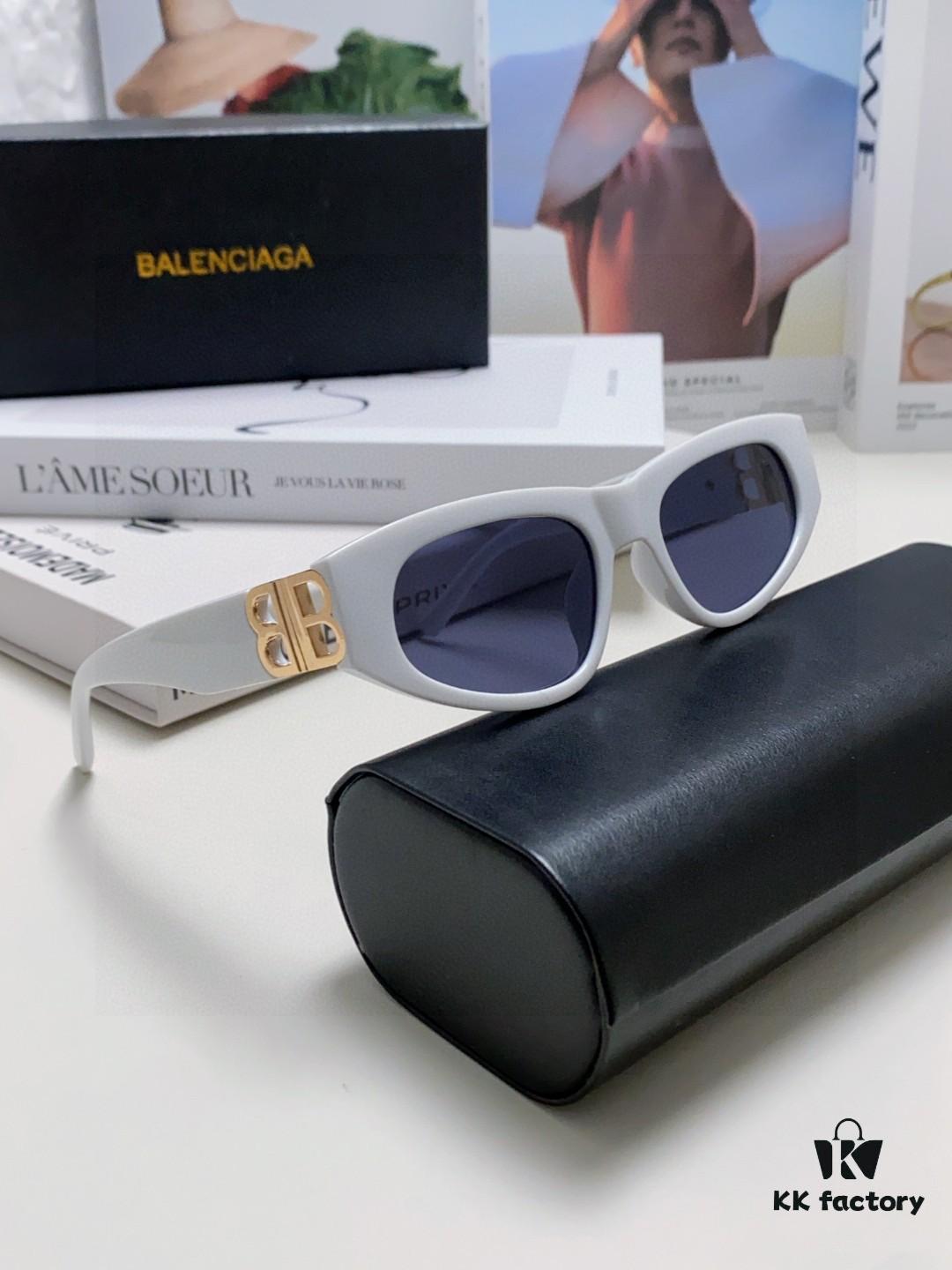 Balenciaga Black Sunglasses Double B Streetwear Style Women's Summer Sun Glasses Ins 2025 New Hip-Hop Retro Fashion High-End UV Protection Sunglasses