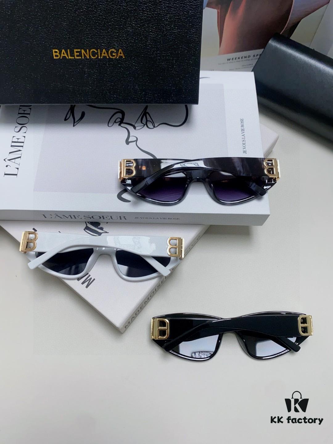 Balenciaga Black Sunglasses Double B Streetwear Style Women's Summer Sun Glasses Ins 2025 New Hip-Hop Retro Fashion High-End UV Protection Sunglasses
