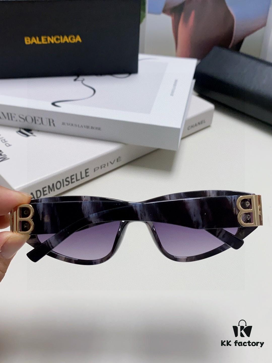 Balenciaga Black Sunglasses Double B Streetwear Style Women's Summer Sun Glasses Ins 2025 New Hip-Hop Retro Fashion High-End UV Protection Sunglasses