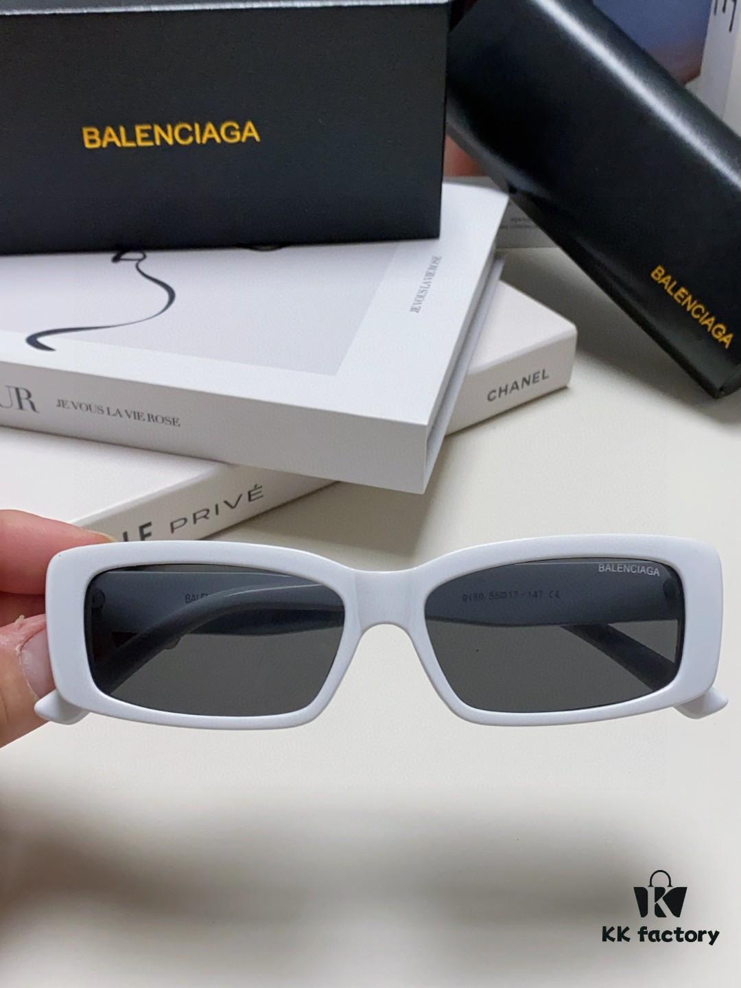 Balenciaga 2025 New Arrival European and American Fashion Statement Square Sunglasses, Instagram-Trending Rectangular Sun Glasses with Wide Lettering, Avant-Garde Unisex Eyewear