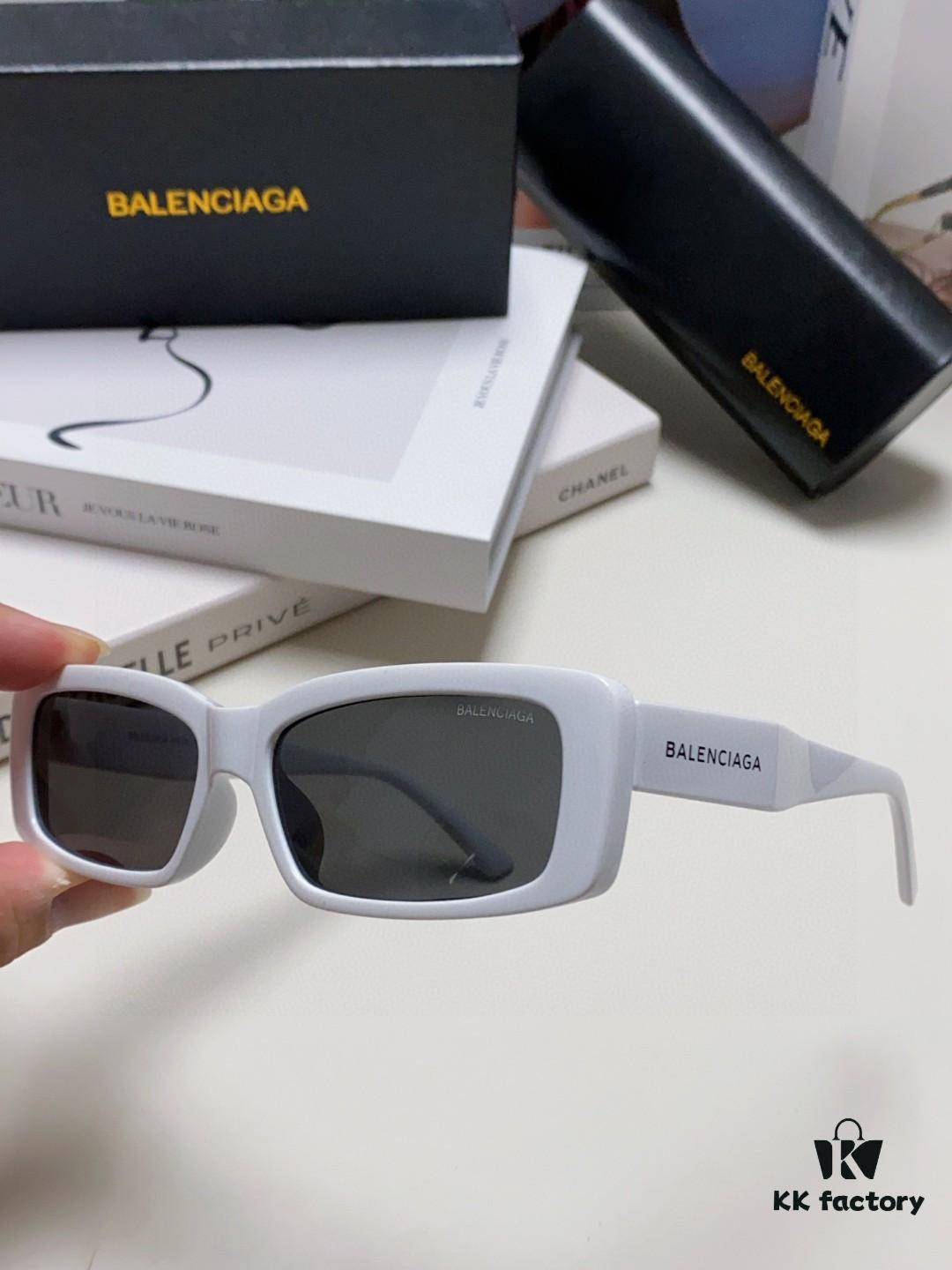 Balenciaga 2025 New Arrival European and American Fashion Statement Square Sunglasses, Instagram-Trending Rectangular Sun Glasses with Wide Lettering, Avant-Garde Unisex Eyewear