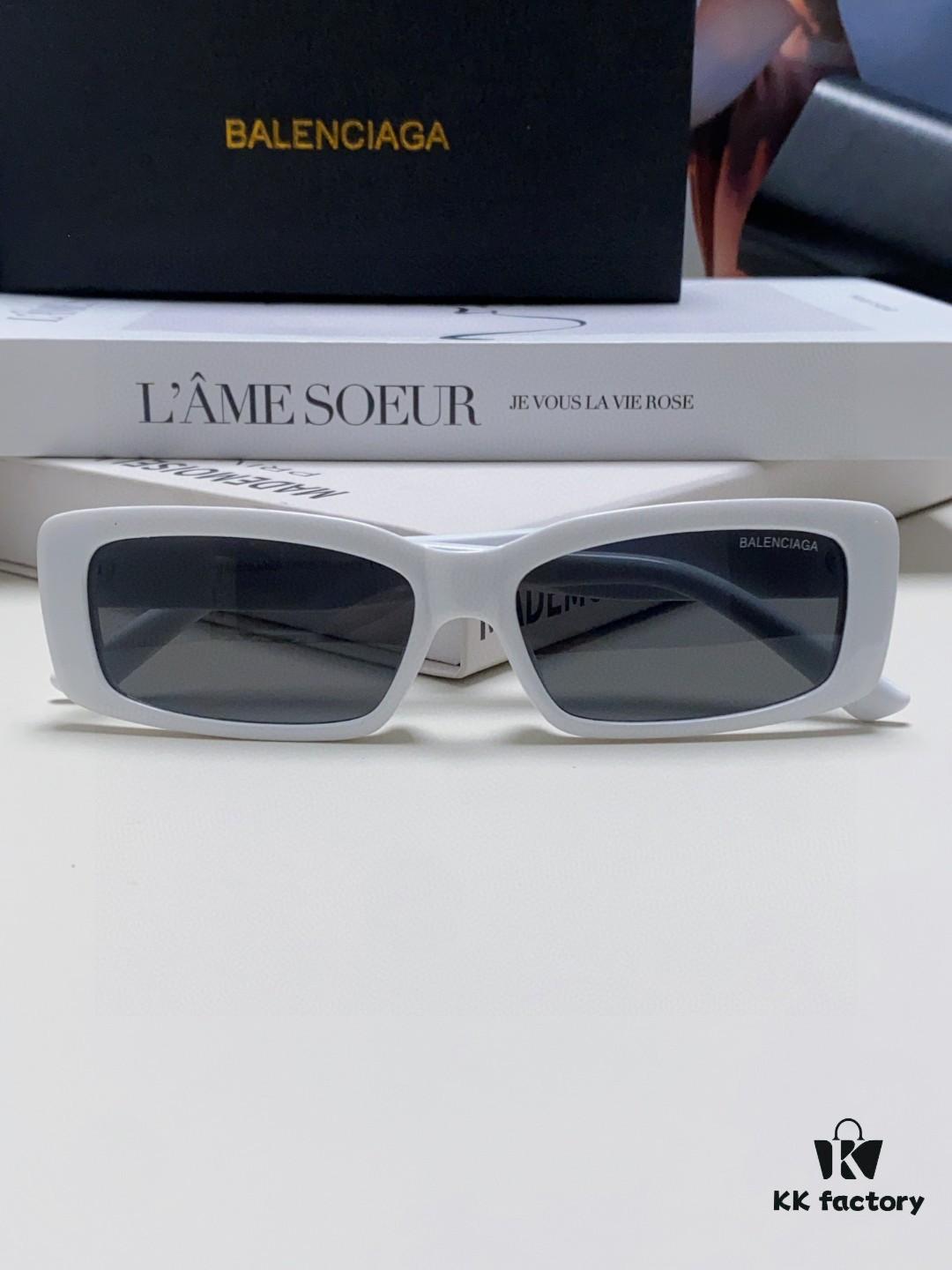 Balenciaga 2025 New Arrival European and American Fashion Statement Square Sunglasses, Instagram-Trending Rectangular Sun Glasses with Wide Lettering, Avant-Garde Unisex Eyewear