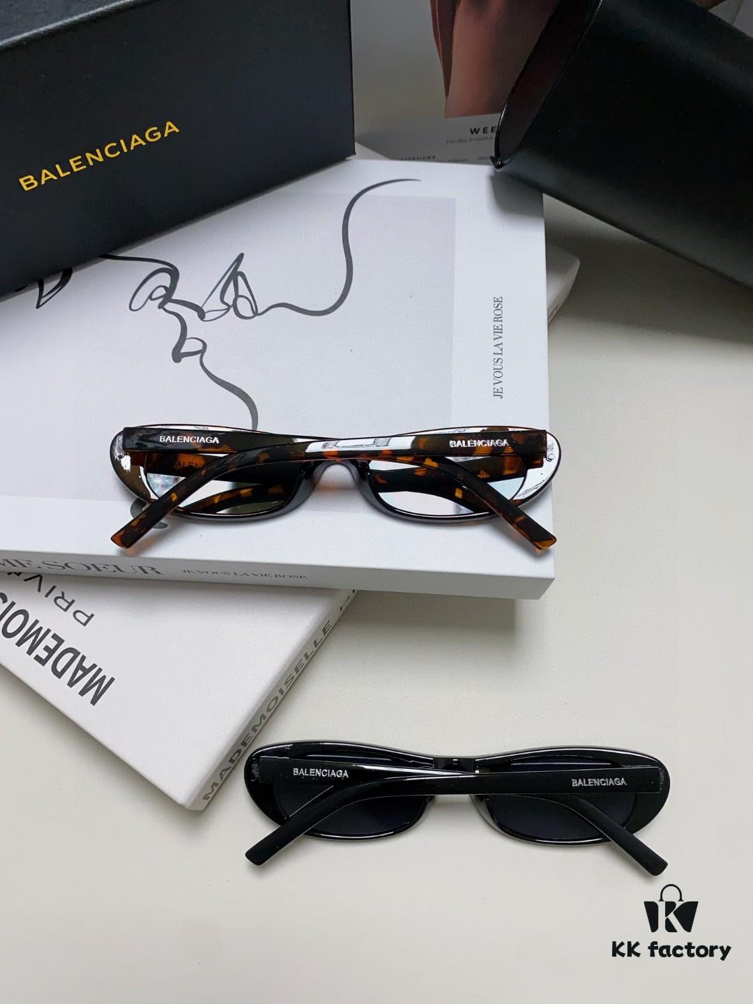 Balenciaga Retro Small Oval Sunglasses for Men, Minimalist Fashionable European and American Style Ins Sunglasses, Trendy Narrow Frame Face-Framing Sunglasses for Women