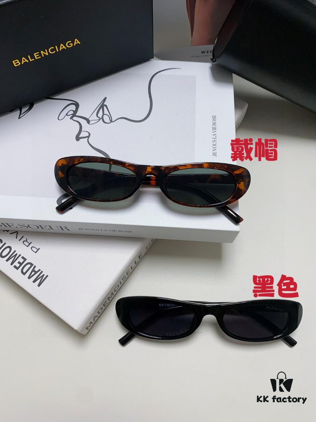 Balenciaga Retro Small Oval Sunglasses for Men, Minimalist Fashionable European and American Style Ins Sunglasses, Trendy Narrow Frame Face-Framing Sunglasses for Women