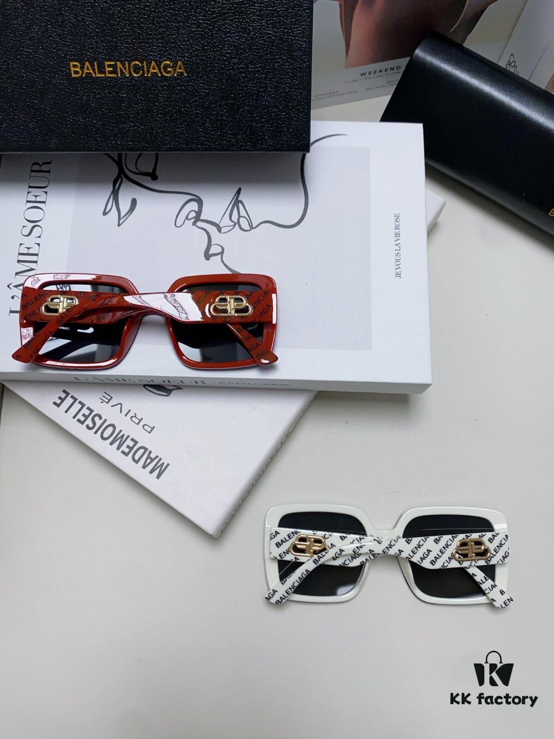 BALENCIAGA Paris Fashion Street Snap Polarized Sunglasses for Women Clover Square Sunglasses Large Frame Slimming UV Protection Trendy Summer Hot Selling Eyewear