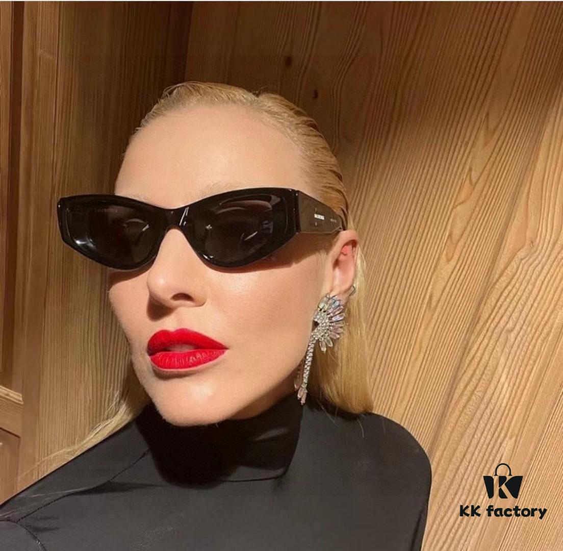 Balenciaga 2024 New Cat-Eye Sunglasses, Stylish Unisex Polarized UV Protection Shades, Influencer Streetwear Look from Xiaohongshu