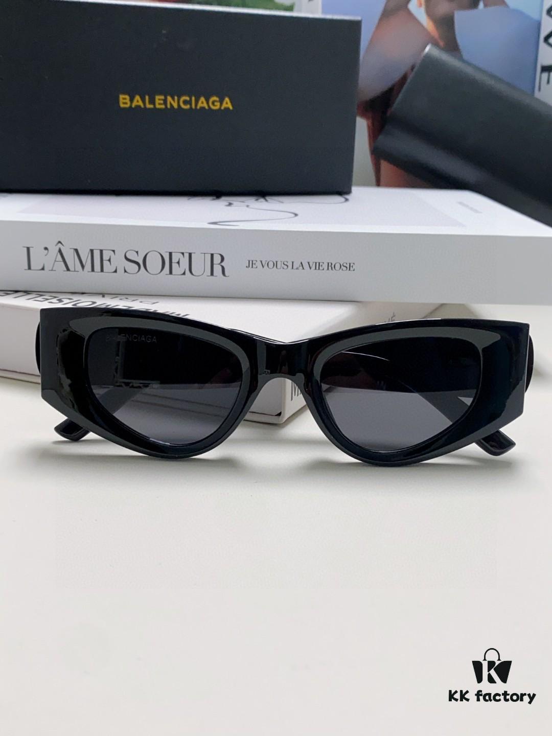 Balenciaga 2024 New Cat-Eye Sunglasses, Stylish Unisex Polarized UV Protection Shades, Influencer Streetwear Look from Xiaohongshu
