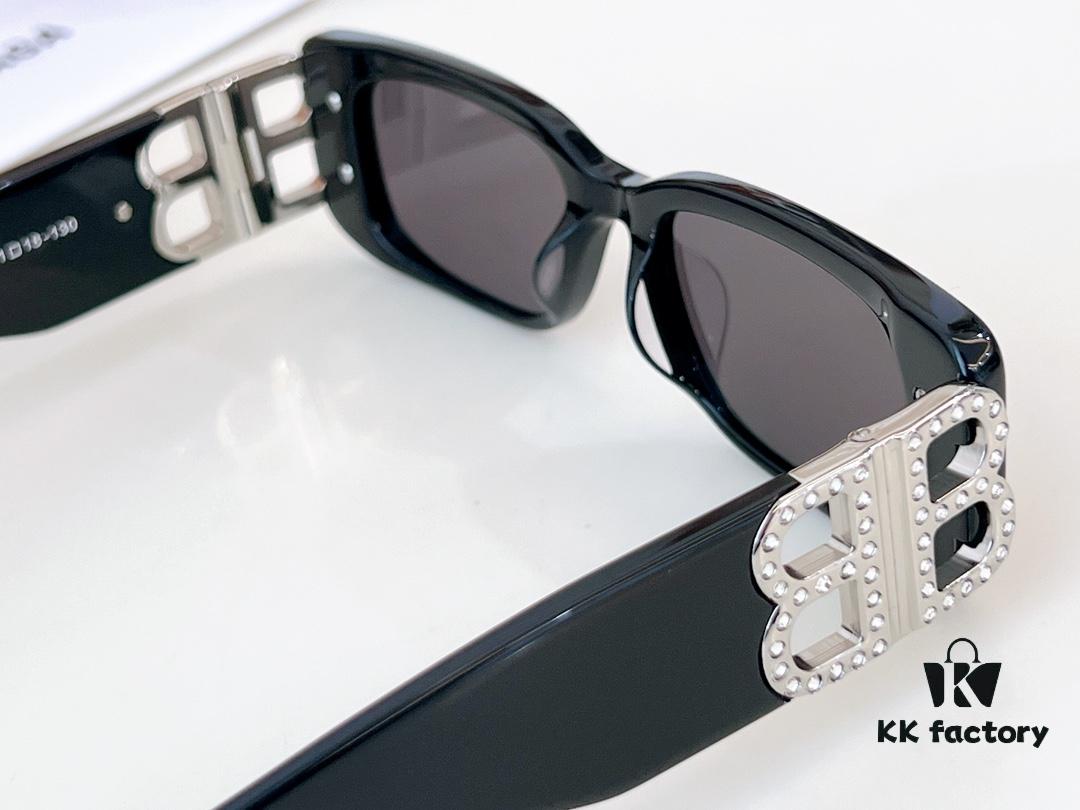 Balenciaga Original Large Logo BB0096S Black Silver Crystal Limited Edition Sunglasses