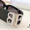 Balenciaga Original Large Logo BB0096S Black Silver Crystal Limited Edition Sunglasses