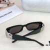 Balenciaga Original Large Logo BB0096S Black Silver Crystal Limited Edition Sunglasses