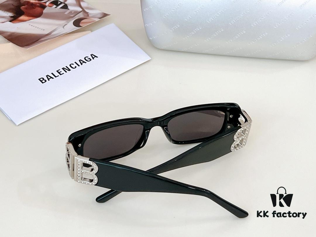 Balenciaga Original Large Logo BB0096S Black Silver Crystal Limited Edition Sunglasses