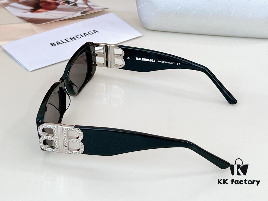 Balenciaga Original Large Logo BB0096S Black Silver Crystal Limited Edition Sunglasses