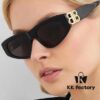 Balenciaga Black Sunglasses Double B Streetwear Women's Summer Sun Glasses Ins 2024 New Hip-Hop Retro Fashion High-End UV Protection Sunglasses
